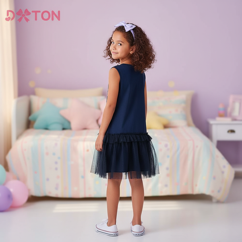 unicorn letter star dress girls - back