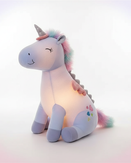 unicorn light up stuffed animal plush - white-bg