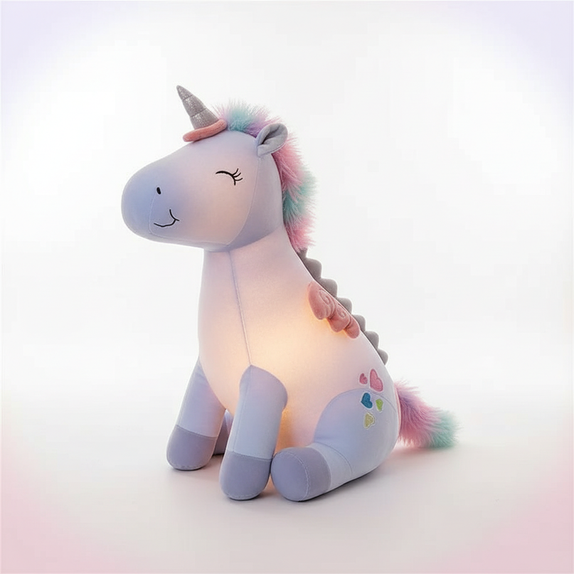 unicorn light up stuffed animal plush - white-bg