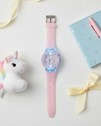 unicorn light up watch - flat-lay