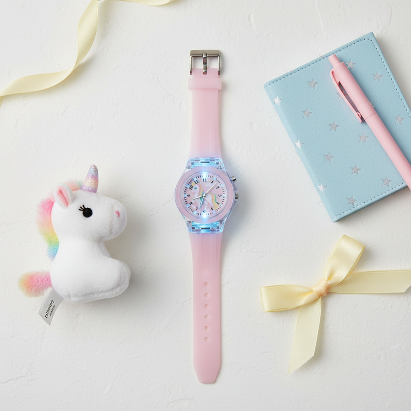 unicorn light up watch - flat-lay