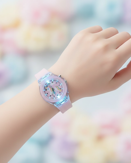 unicorn light up watch - in-use