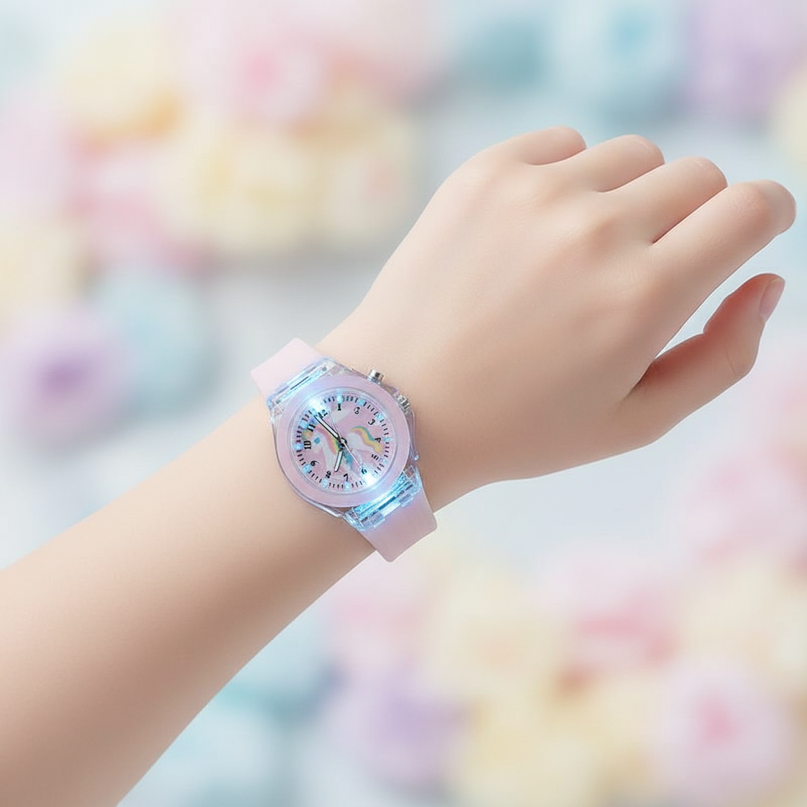unicorn light up watch - in-use