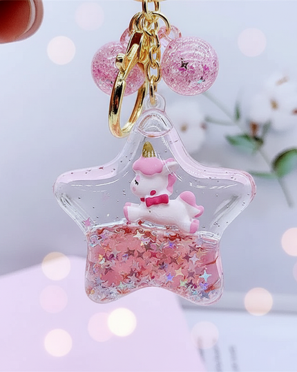 unicorn liquid keychain - detail