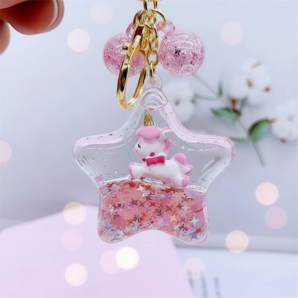 unicorn liquid keychain - detail