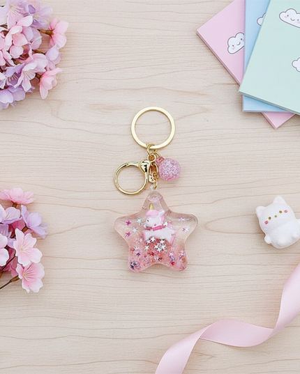 unicorn liquid keychain - flat-lay