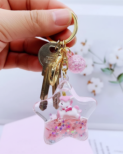 unicorn liquid keychain - in-use