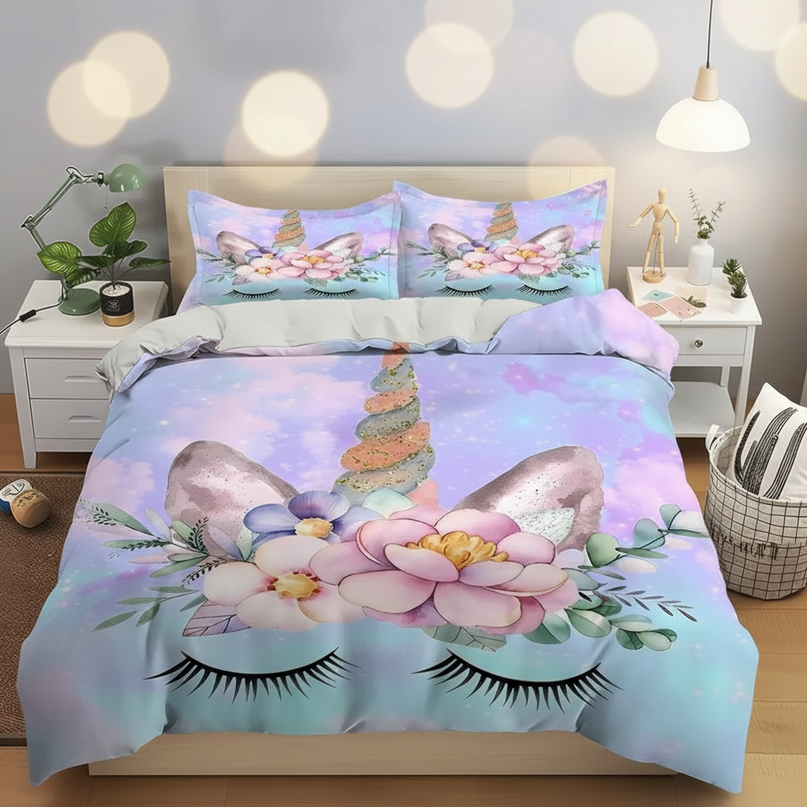 unicorn lotus bedding - lifestyle