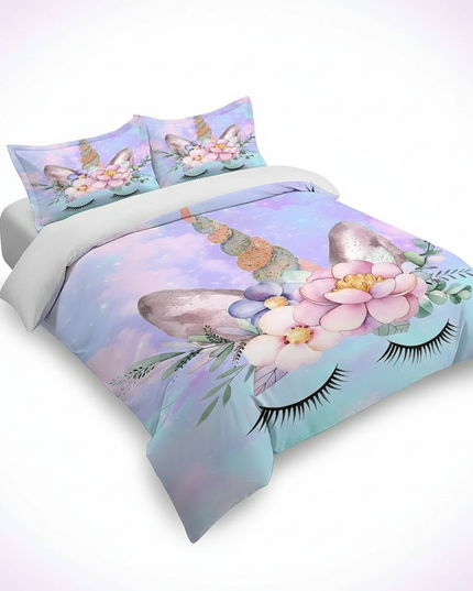unicorn lotus bedding - white-bg