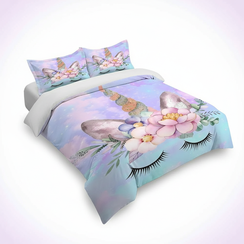unicorn lotus bedding - white-bg