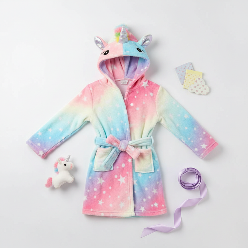 unicorn lounge robe - flat-lay