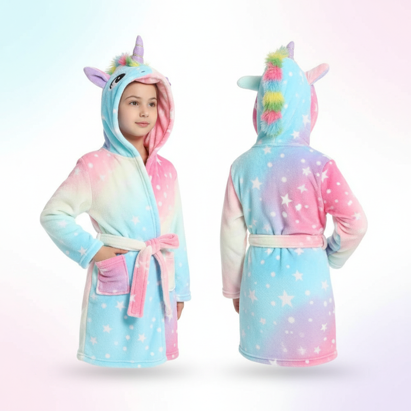 unicorn lounge robe - white-bg