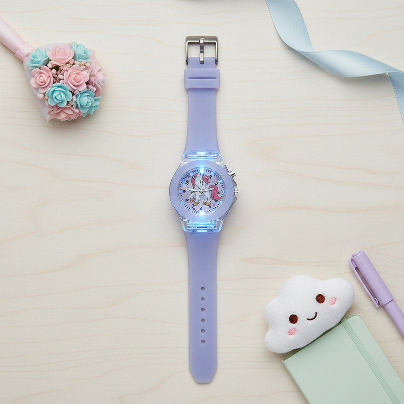 unicorn luminous watch - flat-lay