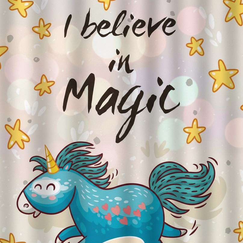 unicorn magic shower curtain - detail