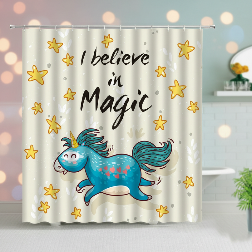 unicorn magic shower curtain - lifestyle