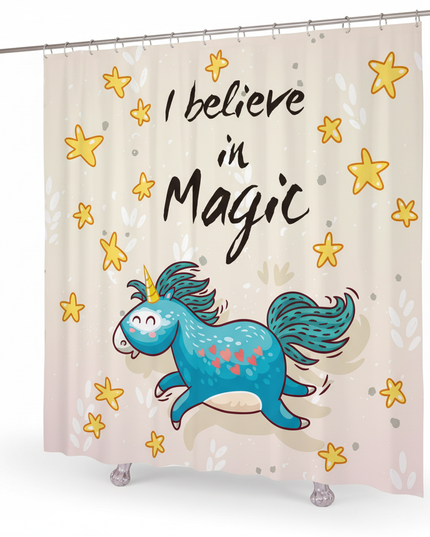 unicorn magic shower curtain - white-bg