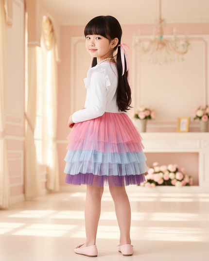 unicorn magical layered tutu dress - back