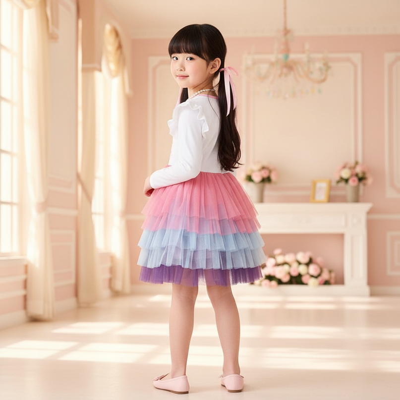 unicorn magical layered tutu dress - back