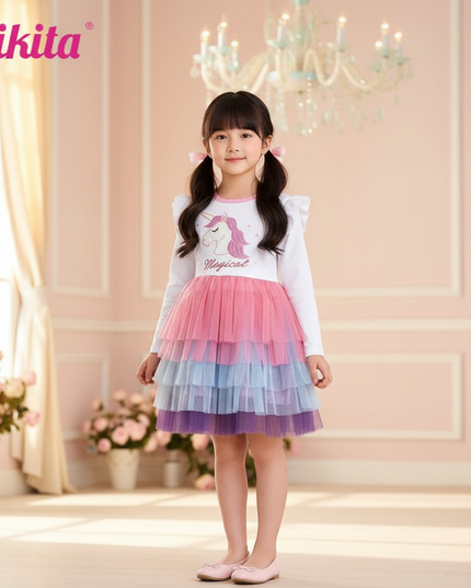 unicorn magical layered tutu dress - detail