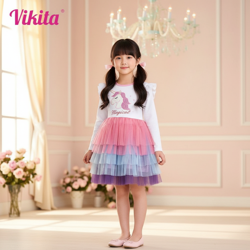 unicorn magical layered tutu dress - detail