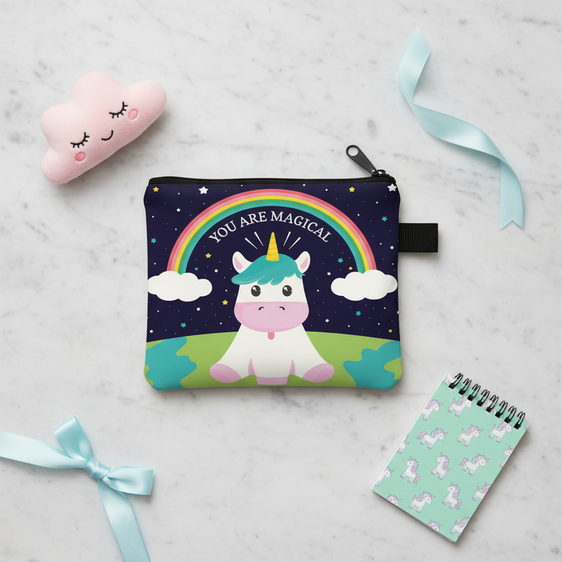 unicorn magical print purse - flat-lay