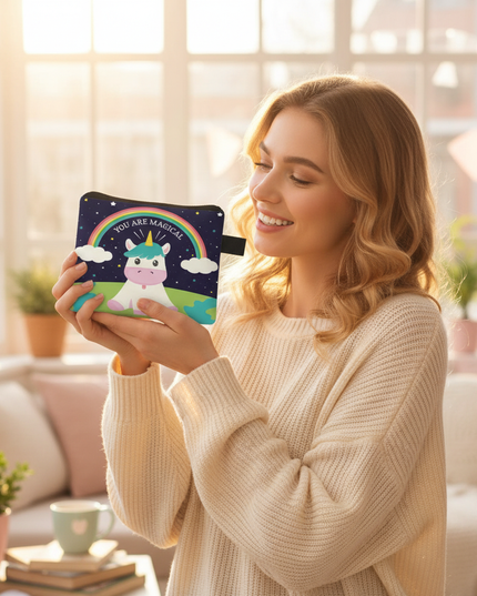 unicorn magical print purse - in-use