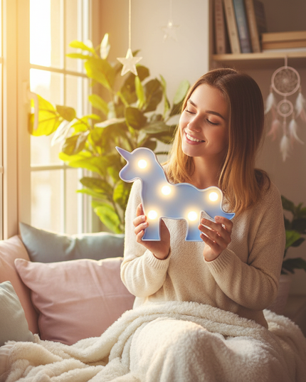 unicorn marquee night light - in-use