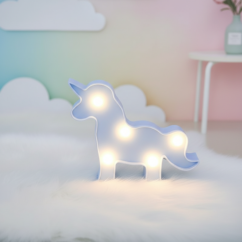 unicorn marquee night light - white-bg