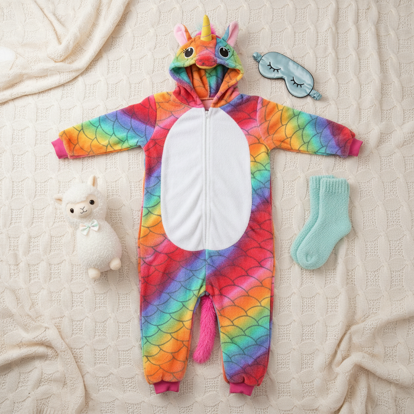 unicorn mermaid onesie - flat-lay