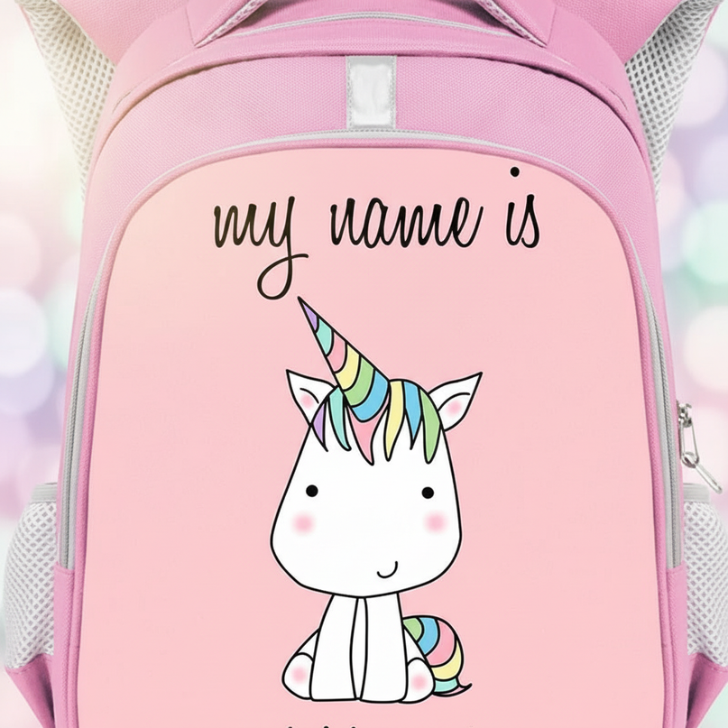 unicorn mesh backpack for girls - detail