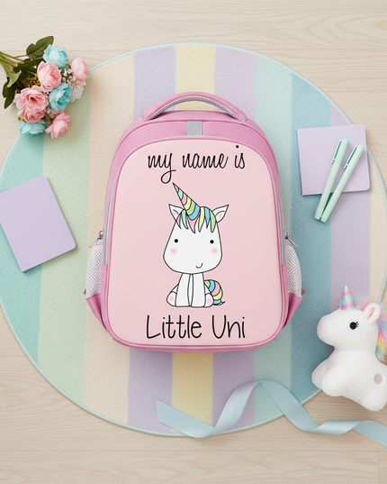 unicorn mesh backpack for girls - flat-lay