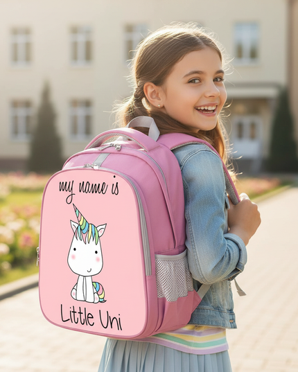 unicorn mesh backpack for girls - in-use
