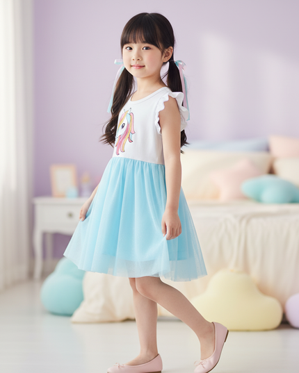 unicorn mesh dress - three-quarter