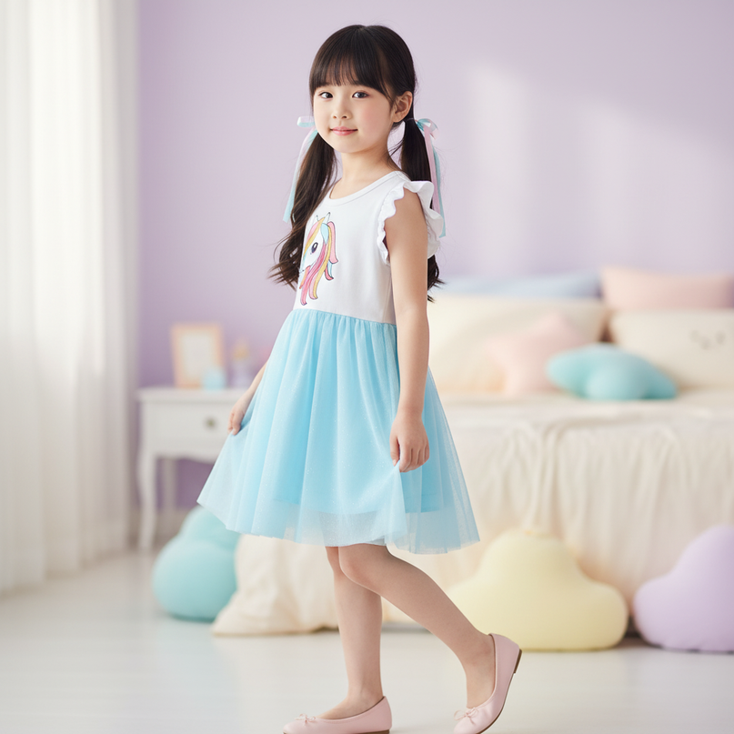 unicorn mesh dress - three-quarter
