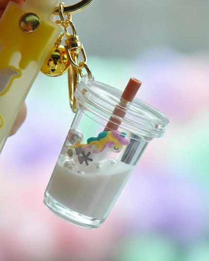 unicorn milk tea keychain - detail