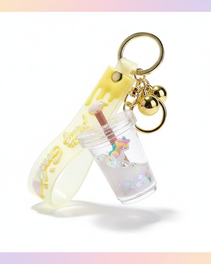 unicorn milk tea keychain - white-bg