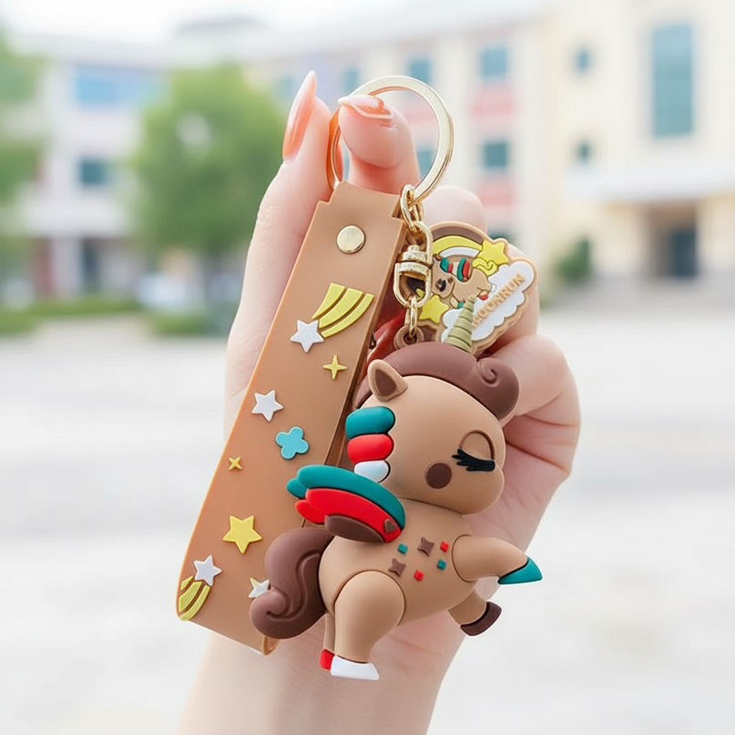 unicorn mini backpack keychain - in-use
