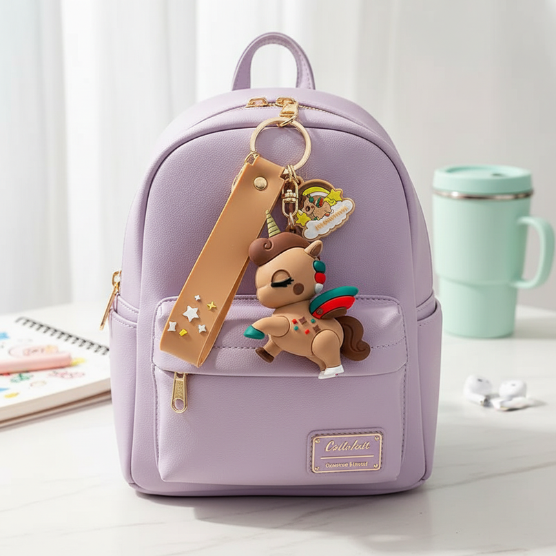 unicorn mini backpack keychain - lifestyle