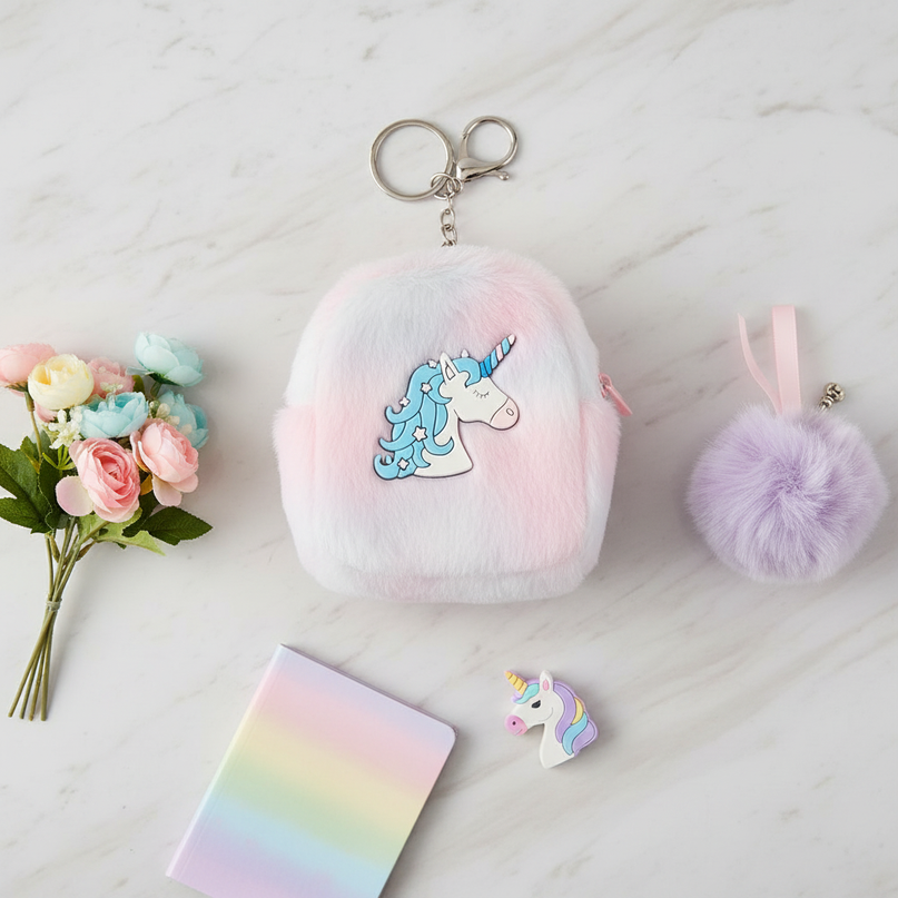 unicorn mini backpack purse - flat-lay