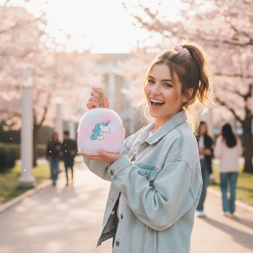 unicorn mini backpack purse - in-use