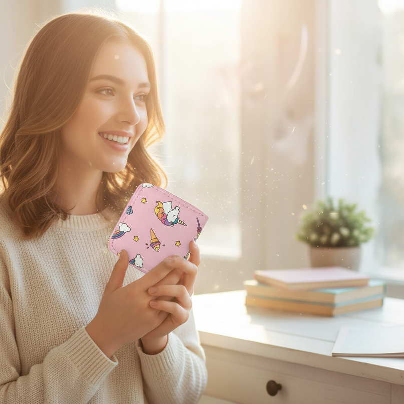 unicorn mini wallet - in-use