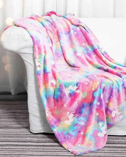 unicorn minky blanket - lifestyle