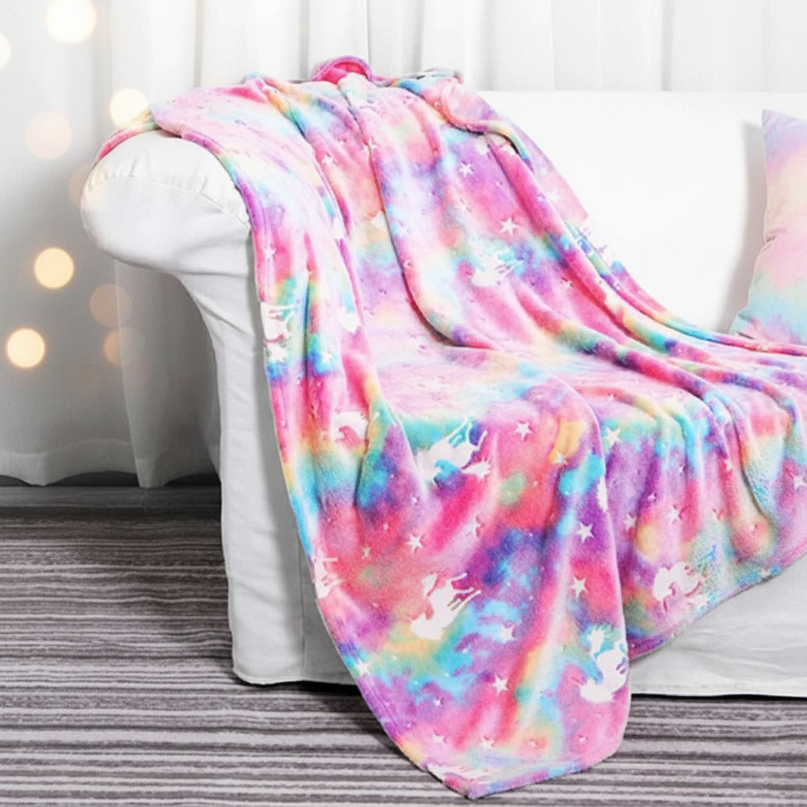 unicorn minky blanket - lifestyle