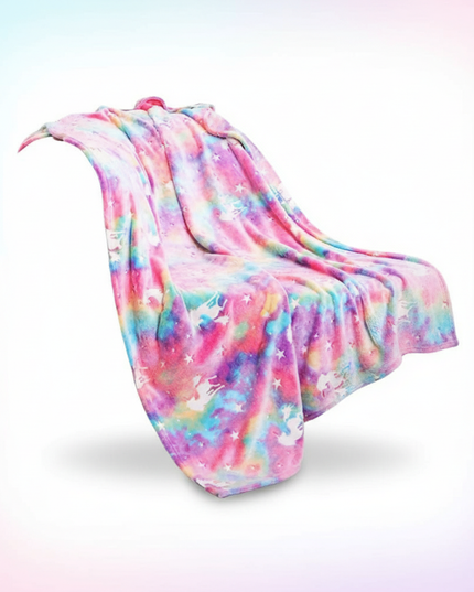 unicorn minky blanket - white-bg