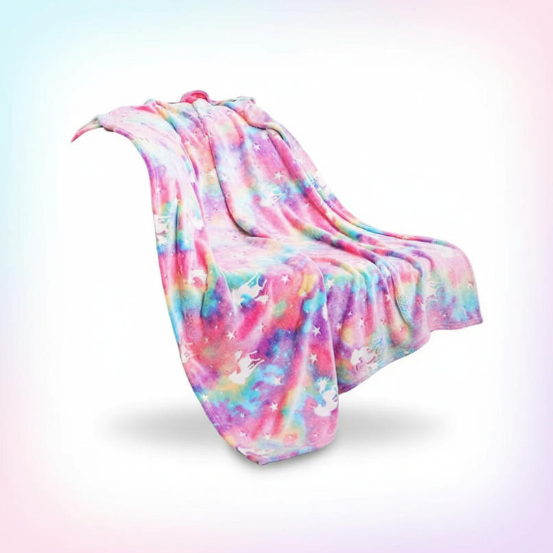 unicorn minky blanket - white-bg