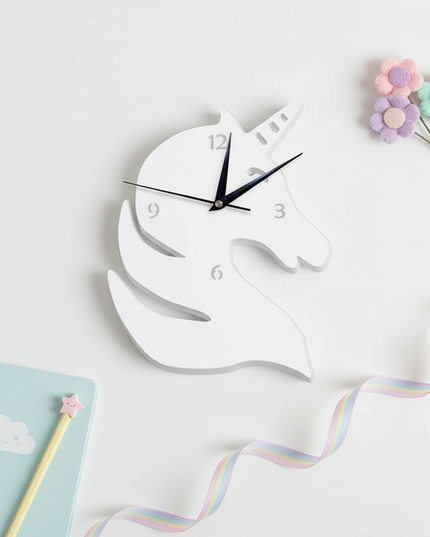 unicorn mirror clock - flat-lay