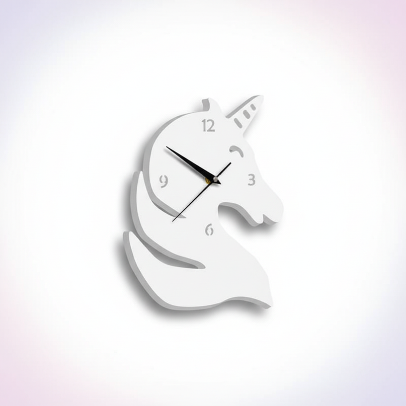 unicorn mirror clock - white-bg