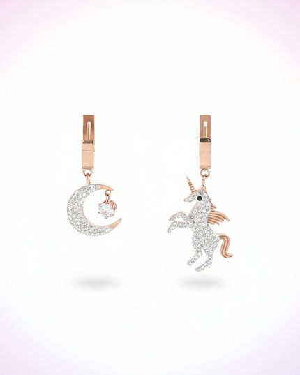 unicorn moon stud earrings - white-bg