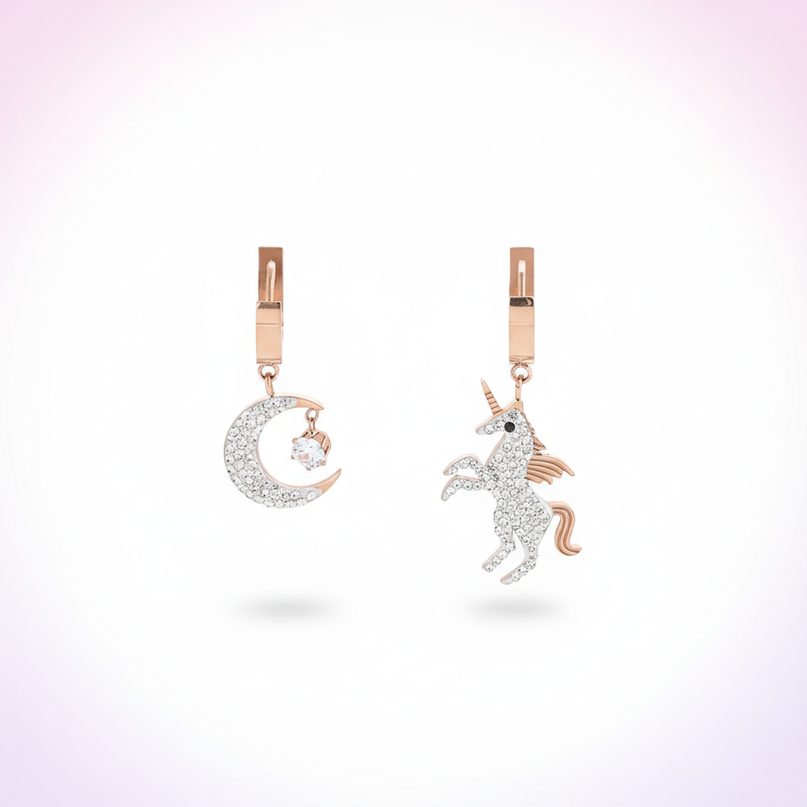 unicorn moon stud earrings - white-bg