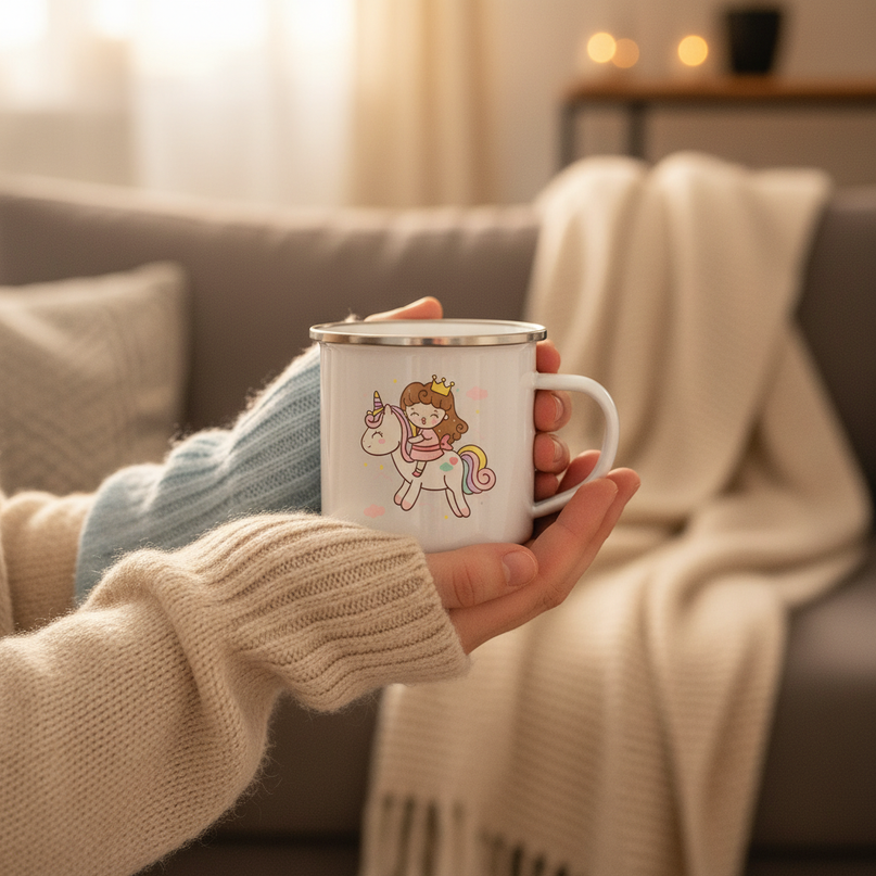 unicorn mug for toddlers - in-use